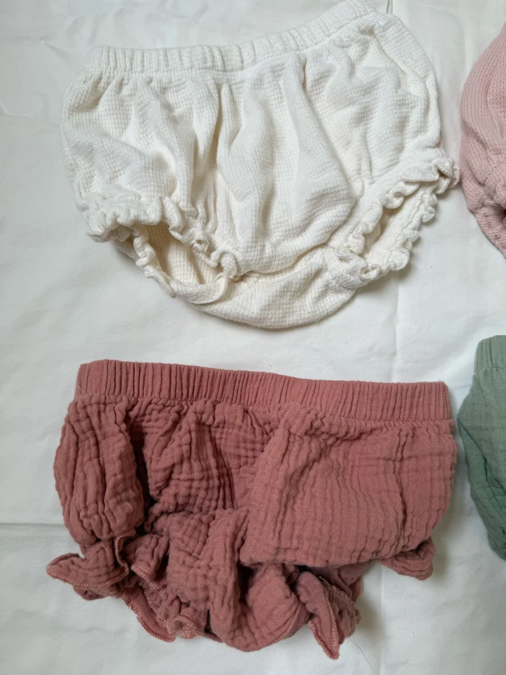Baby Soft Ruffled Bloomers - Pink, White, Sage, Mauve